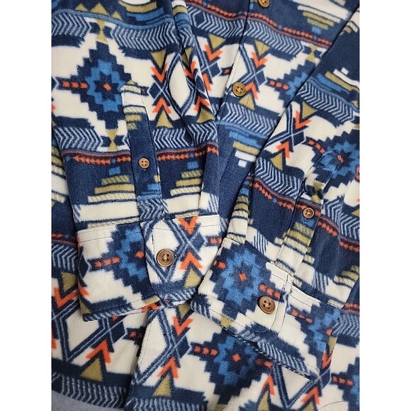 Valor Shirt Shacket Mens XL Aztec Fleece  Blue White Aztec Tribal Southwest - Picture 6 of 12